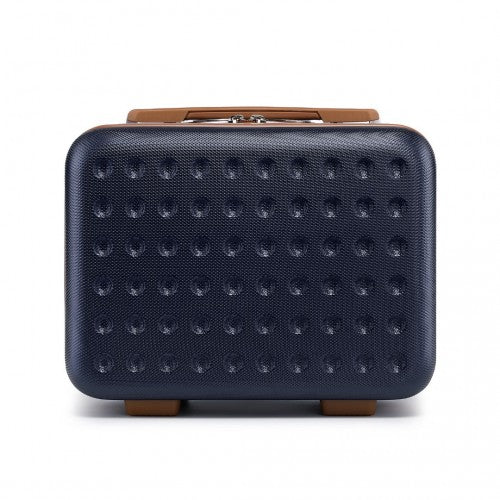 KSK2486 - Kono Stylish ABS+PC 13 Inch Polka Dot Hard Shell Vanity Case - Navy And Brown | Neil's Luggage Store