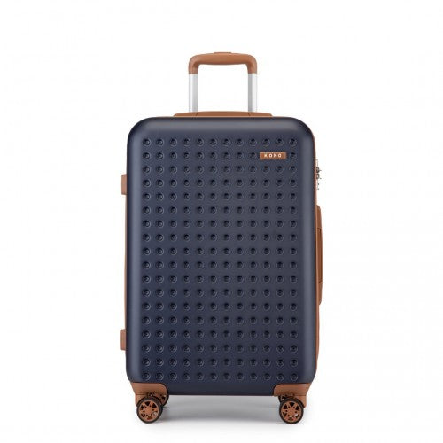 KSK2486 - Kono Stylish ABS+PC 28 Inch Polka Dot Hard Shell Suitcase With TSA Lock - Navy And Brown | Neil's Luggage Store