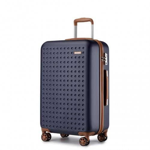 KSK2486 - Kono Stylish ABS+PC 28 Inch Polka Dot Hard Shell Suitcase With TSA Lock - Navy And Brown | Neil's Luggage Store