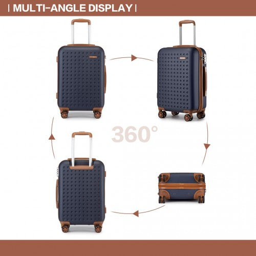 KSK2486 - Kono Stylish ABS+PC 28 Inch Polka Dot Hard Shell Suitcase With TSA Lock - Navy And Brown | Neil's Luggage Store