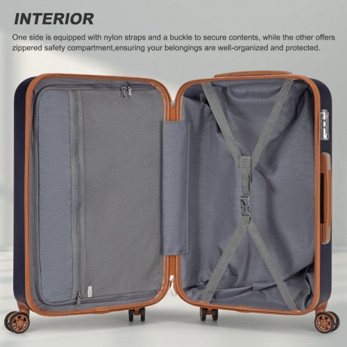 KSK2486 - Kono Stylish ABS+PC 28 Inch Polka Dot Hard Shell Suitcase With TSA Lock - Navy And Brown | Neil's Luggage Store