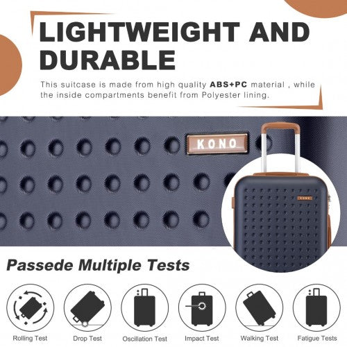 Kono Polka Dot ABS PC Hard Shell 6 Piece Suitcase Set Navy Brown Vanity Case | Neil's Luggage Store