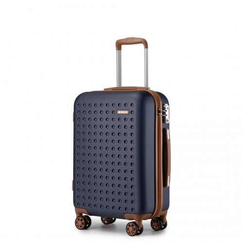 KSK2486 - Kono Stylish ABS+PC 20 Inch Polka Dot Hard Shell Cabin Suitcase With TSA Lock - Navy And Brown | Neil's Luggage Store