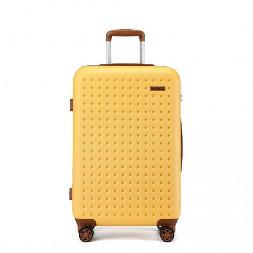 KSK2486 - Kono Stylish ABS+PC 24 Inch Polka Dot Hard Shell Suitcase With TSA Lock - Yellow And Brown | Neil's Luggage Store