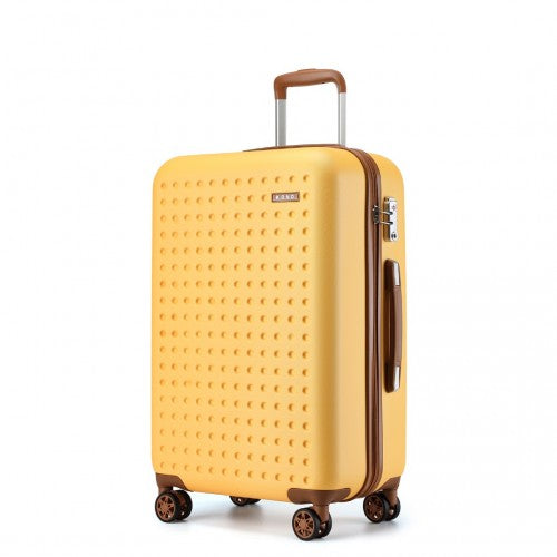 KSK2486 - Kono Stylish ABS+PC 28 Inch Polka Dot Hard Shell Suitcase With TSA Lock - Yellow And Brown | Neil's Luggage Store