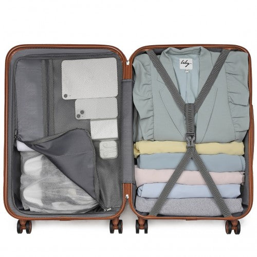 KSK2486 - Kono Stylish ABS+PC 28 Inch Polka Dot Hard Shell Suitcase With TSA Lock - Yellow And Brown | Neil's Luggage Store
