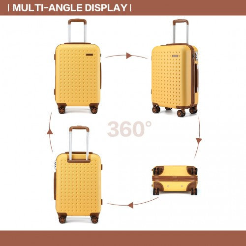 KSK2486 - Kono Stylish ABS+PC 28 Inch Polka Dot Hard Shell Suitcase With TSA Lock - Yellow And Brown | Neil's Luggage Store