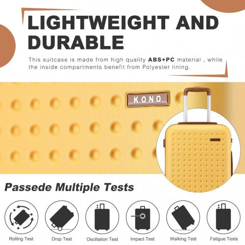 KSK2486 - Kono Stylish ABS+PC 28 Inch Polka Dot Hard Shell Suitcase With TSA Lock - Yellow And Brown | Neil's Luggage Store