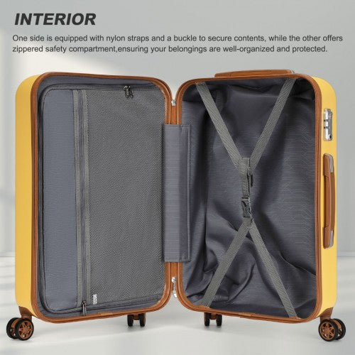 KSK2486 - Kono Stylish ABS+PC 24 Inch Polka Dot Hard Shell Suitcase With TSA Lock - Yellow And Brown | Neil's Luggage Store