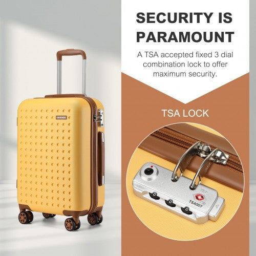 KSK2486 - Kono Stylish ABS+PC 28 Inch Polka Dot Hard Shell Suitcase With TSA Lock - Yellow And Brown | Neil's Luggage Store