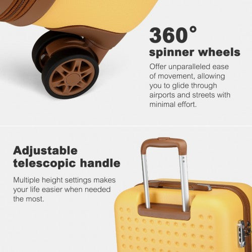 KSK2486 - Kono Stylish ABS+PC 28 Inch Polka Dot Hard Shell Suitcase With TSA Lock - Yellow And Brown | Neil's Luggage Store