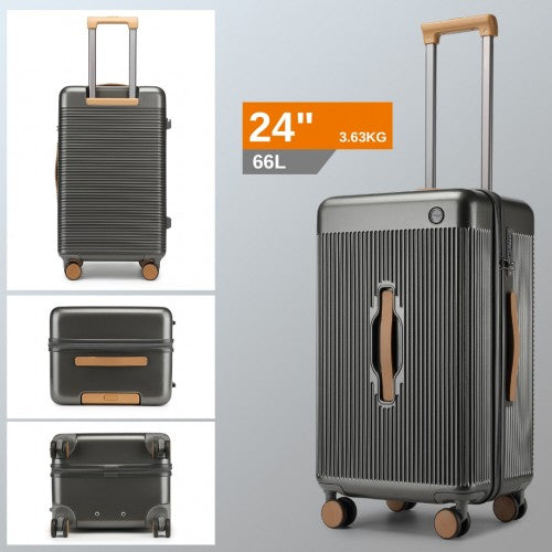 KSK2488 - Kono 24 Inch Premium Hard Shell Check-In Suitcase Durable ABS and PC with TSA Lock and Multi-Handle Design for Effortless Travel - Grey And Brown | Neil's Luggage Store