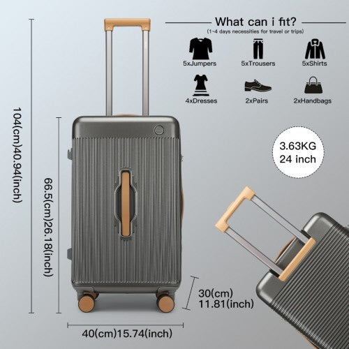 KSK2488 - Kono 24 Inch Premium Hard Shell Check-In Suitcase Durable ABS and PC with TSA Lock and Multi-Handle Design for Effortless Travel - Grey And Brown | Neil's Luggage Store