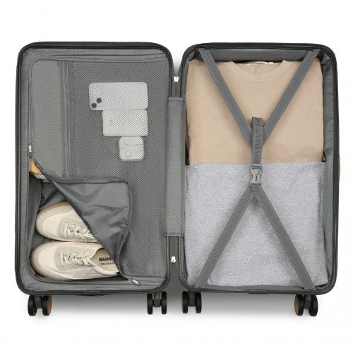 KSK2488 - Kono 24 Inch Premium Hard Shell Check-In Suitcase Durable ABS and PC with TSA Lock and Multi-Handle Design for Effortless Travel - Grey And Brown | Neil's Luggage Store
