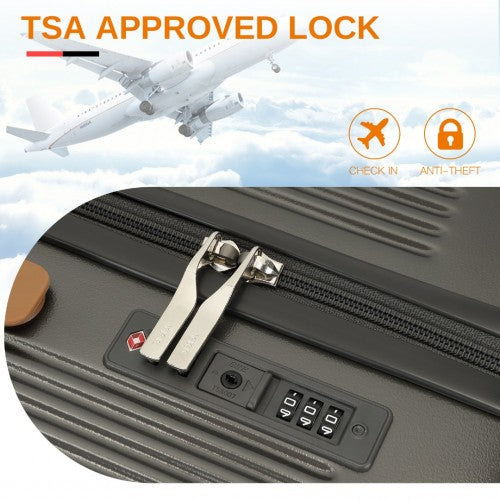 KSK2488 - Kono 24 Inch Premium Hard Shell Check-In Suitcase Durable ABS and PC with TSA Lock and Multi-Handle Design for Effortless Travel - Grey And Brown | Neil's Luggage Store