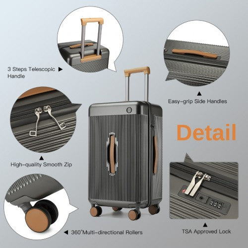 KSK2488 - Kono 24 Inch Premium Hard Shell Check-In Suitcase Durable ABS and PC with TSA Lock and Multi-Handle Design for Effortless Travel - Grey And Brown | Neil's Luggage Store