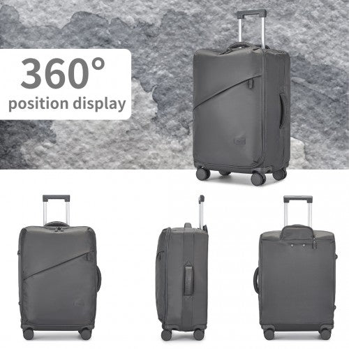 KSK2491 - Kono 20 Inch Lightweight Soft Shell Carry On Cabin Size Suitcase with TSA Lock and Separate Wet/Dry Compartment - Grey