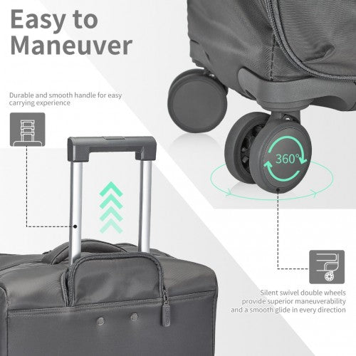 KSK2491 - Kono 20 Inch Lightweight Soft Shell Carry On Cabin Size Suitcase with TSA Lock and Separate Wet/Dry Compartment - Grey