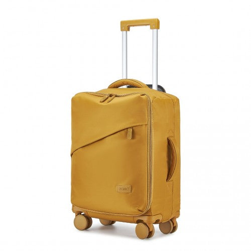 KSK2491 - Kono 20 Inch Lightweight Soft Shell Carry On Cabin Size Suitcase with TSA Lock and Separate Wet/Dry Compartment - Yellow