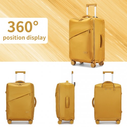 KSK2491 - Kono 20 Inch Lightweight Soft Shell Carry On Cabin Size Suitcase with TSA Lock and Separate Wet/Dry Compartment - Yellow