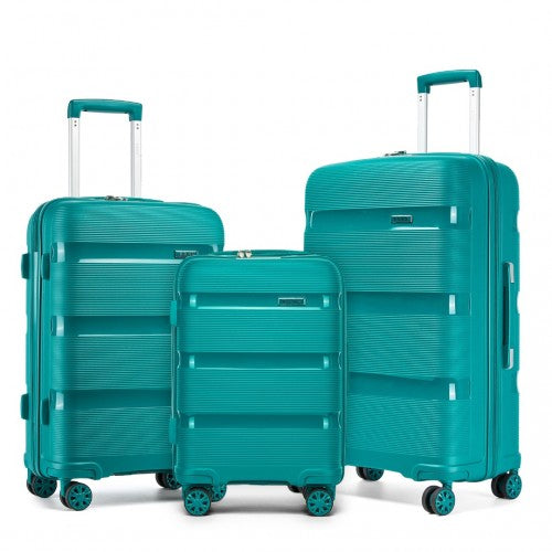 KSK2492 - Kono 3-Piece PP Hardshell Luggage Set - Blue and Green | Neil's Luggage Store