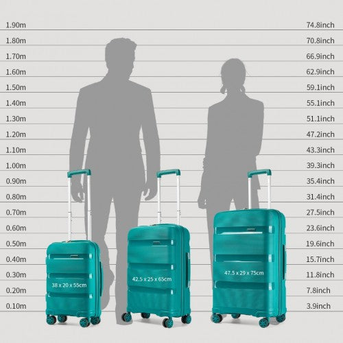KSK2492 - Kono 3-Piece PP Hardshell Luggage Set - Blue and Green | Neil's Luggage Store