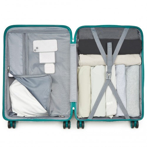 KSK2492 - Kono 3-Piece PP Hardshell Luggage Set - Blue and Green | Neil's Luggage Store