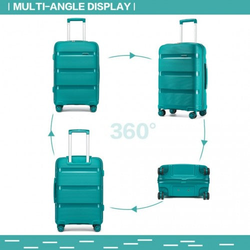KSK2492 - Kono 3-Piece PP Hardshell Luggage Set - Blue and Green | Neil's Luggage Store