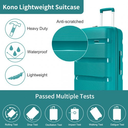 KSK2492 - Kono 3-Piece PP Hardshell Luggage Set - Blue and Green | Neil's Luggage Store