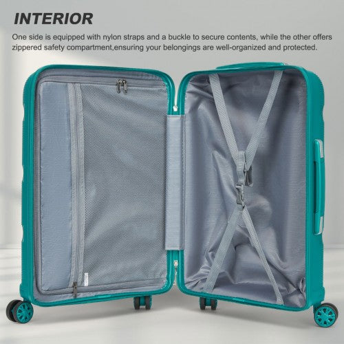 KSK2492 - Kono 3-Piece PP Hardshell Luggage Set - Blue and Green | Neil's Luggage Store