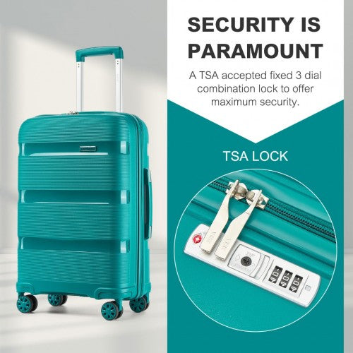 KSK2492 - Kono 3-Piece PP Hardshell Luggage Set - Blue and Green | Neil's Luggage Store