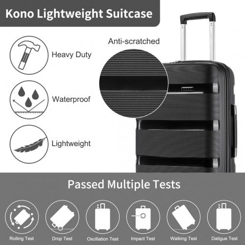 KSK2492 - Kono 3-Piece PP Hardshell Luggage Set - Black | Neil's Luggage Store