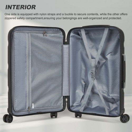 KSK2492 - Kono 3-Piece PP Hardshell Luggage Set - Black | Neil's Luggage Store