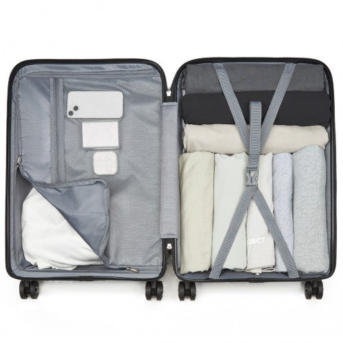 KSK2492 - Kono 3-Piece PP Hardshell Luggage Set - Black | Neil's Luggage Store