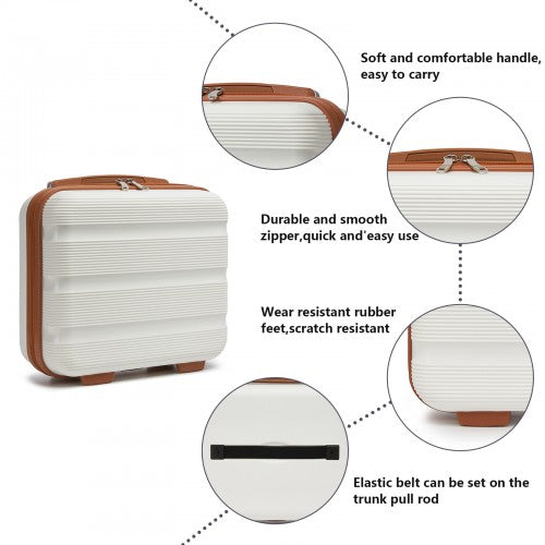 KSK2492 - Kono 12-Inch PP Hardshell Lightweight Vanity Case for Travel & Daily Use - Cream and Brown