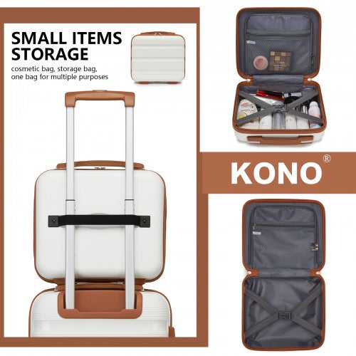 KONO Cream & Brown 4-Piece Hardshell Luggage Set with Vanity Case