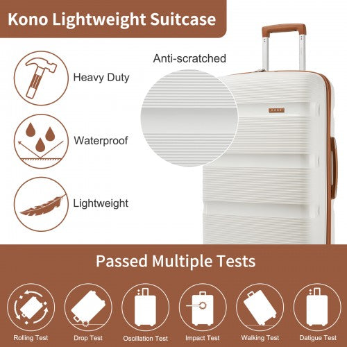 KONO Cream & Brown 4-Piece Hardshell Luggage Set with Vanity Case