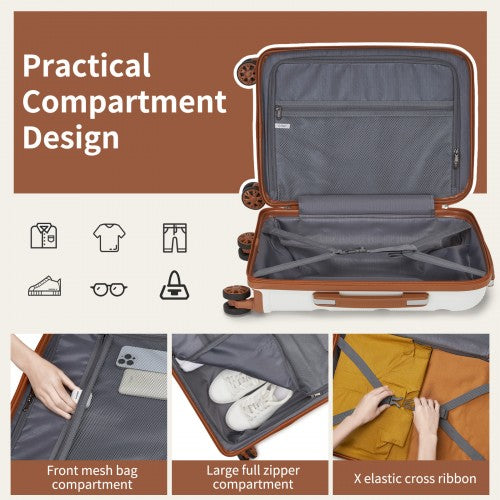 KONO Cream & Brown 4-Piece Hardshell Luggage Set with Vanity Case