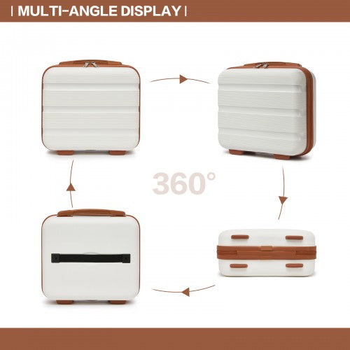 KONO Cream & Brown 4-Piece Hardshell Luggage Set with Vanity Case