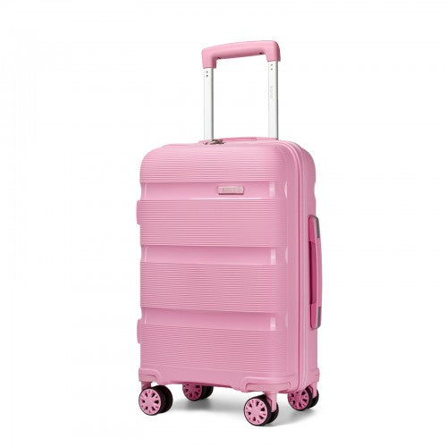 KSK2492 - Kono 19-Inch PP Hardshell Carry-On Suitcase–Lightweight Cabin Luggage with TSA Lock, 360° Silent Spinner Wheels - Pink