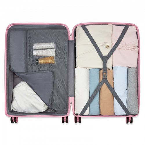 KSK2492 - Kono 28-Inch PP Hardshell Checked Luggage–Large Lightweight Suitcase with TSA Lock, 360° Spinner Wheels - Pink | Neil's Luggage Store