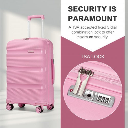 KSK2492 - Kono 28-Inch PP Hardshell Checked Luggage–Large Lightweight Suitcase with TSA Lock, 360° Spinner Wheels - Pink | Neil's Luggage Store