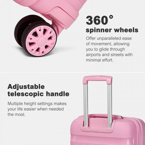 KSK2492 - Kono 28-Inch PP Hardshell Checked Luggage–Large Lightweight Suitcase with TSA Lock, 360° Spinner Wheels - Pink | Neil's Luggage Store