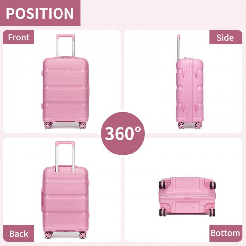 KSK2492 - Kono 28-Inch PP Hardshell Checked Luggage–Large Lightweight Suitcase with TSA Lock, 360° Spinner Wheels - Pink | Neil's Luggage Store