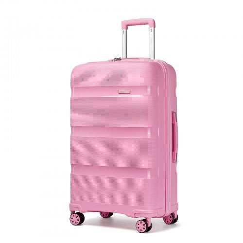 KSK2492 - Kono 28-Inch PP Hardshell Checked Luggage–Large Lightweight Suitcase with TSA Lock, 360° Spinner Wheels - Pink | Neil's Luggage Store