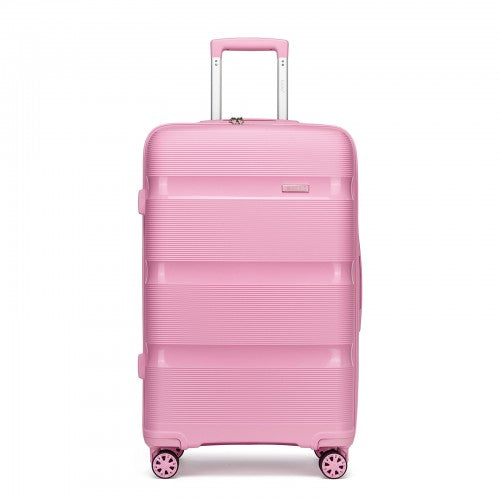 KSK2492 - Kono 28-Inch PP Hardshell Checked Luggage–Large Lightweight Suitcase with TSA Lock, 360° Spinner Wheels - Pink | Neil's Luggage Store