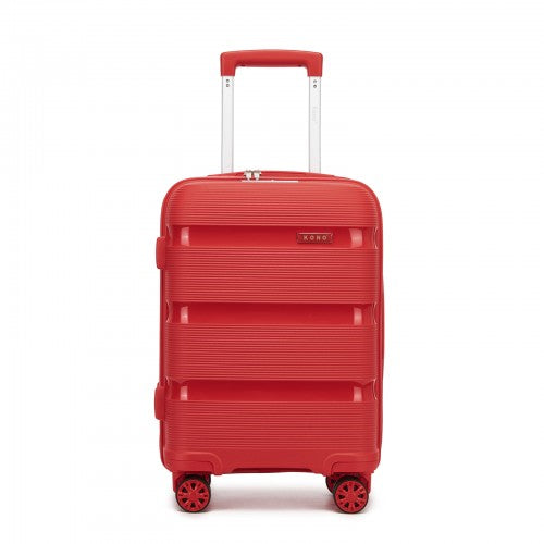 KSK2492 - Kono 19-Inch PP Hardshell Carry-On Suitcase–Lightweight Cabin Luggage with TSA Lock, 360° Silent Spinner Wheels - Red