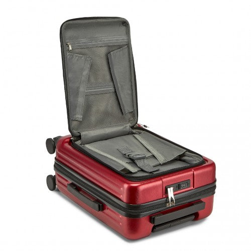KSK2493 - Kono Durable ABS+PC 20 inch Carry-On Hardshell Suitcase with TSA Lock & Front Laptop Compartment - Burgundy
