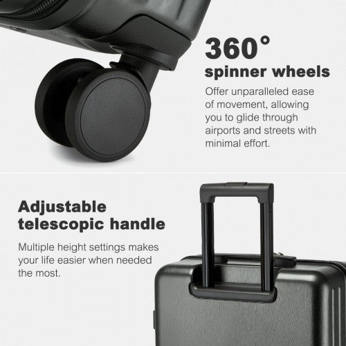 KSK2493 - Kono Durable 24 Inch ABS+PC Hardshell Suitcase with TSA Lock Lightweight Travel Luggage with 360° Spinner Wheels - Grey