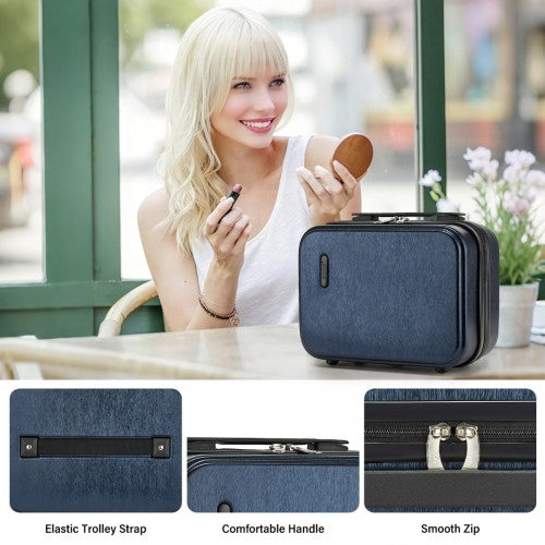 KSK2493 - Kono 12 inch Hard Shell Cosmetic Case – Durable Travel Makeup Organizer with YKK Zipper - Navy
